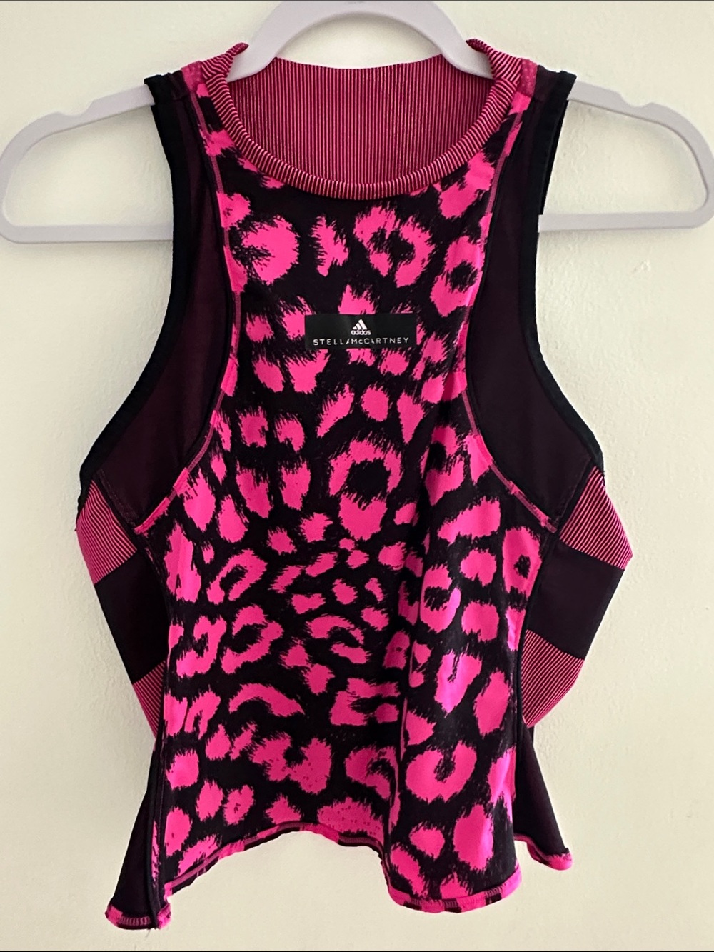 Adidas by Stella McCartney Hot Pink and Black Leopard Muscle Tee